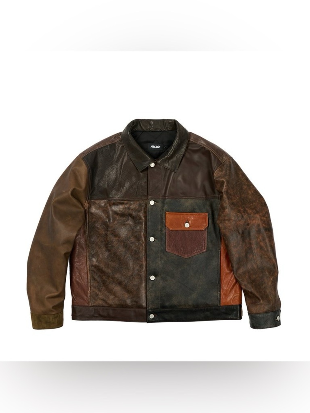 Palace Patchy Leather Jacket Multi Men's Size Large FW25 Bomber Jacket Coat